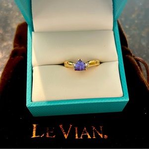 LeVian tanzanite and diamond yellow gold ring.